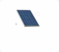 Alt text: "An angled view of a single solar panel featuring a grid of dark blue solar cells bordered by a silver frame, set against a plain white background. A subtle circular loading icon is visible near the top right corner of the panel.