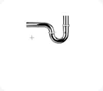 Alt Text: Illustration of a metallic U-shaped plumbing pipe, also known as a P-trap, with two parallel extensions on the right end and a single extension on the left, set against a plain white background.